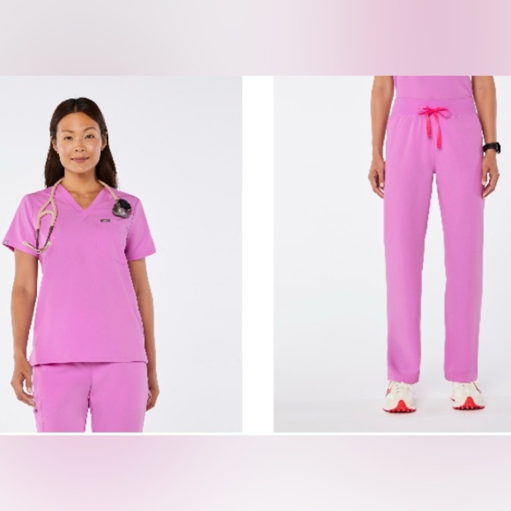 NWOT FIGS Pink Cloud Scrub Set